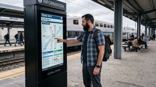 最新の企業 ソリューションについて 鉄道キオスクの産業用パネル PC による旅客サービスの合理化